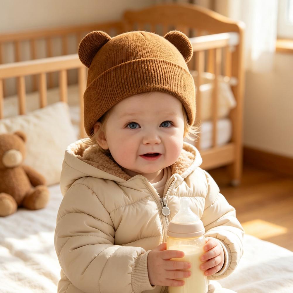 Infant Beanie Hat With Ears - قبعة شتوية محبوكة للأطفال، قبعة دافئة