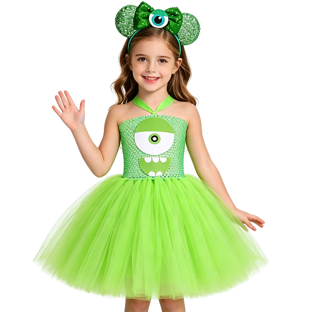 Toddler Girl Tulle Party Dress - زي ميكي وازوفسكي من فيلم الوحوش