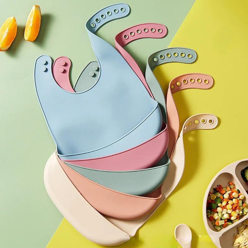 Waterproof Baby Bibs Silicone - 1-4 قطع مريلة أطفال قابلة للتعديل