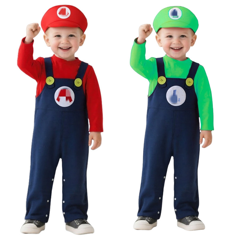Baby Clothes - طفل سباك زي أحمر أخضر أنيمي