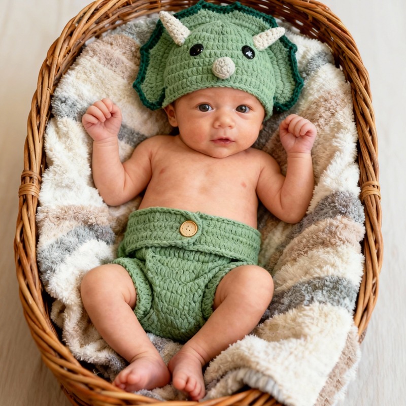 2 قطعة ديناصور الكروشيه الوليد - مراجعة Infant Photography Props Outfit وسعره