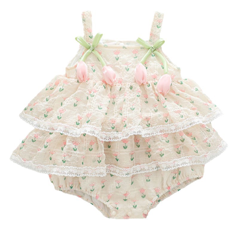 2026 رومبر بناتي صيفي بحمالات  - مراجعة Newborn Baby Girl Romper Floral وسعره