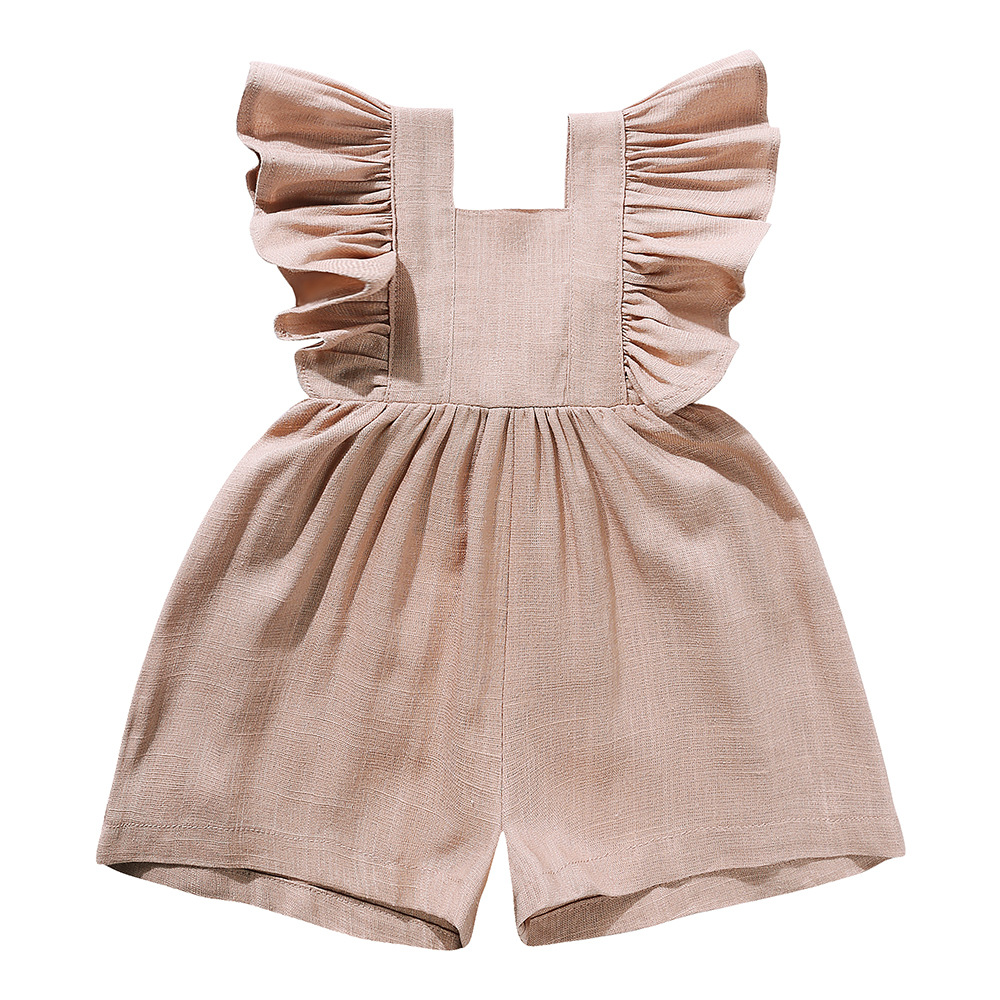 ملابس صيفية للأطفال، أفرولات ل - مراجعة Baby Summer Linen Sleeveless Jumpsuit وسعره