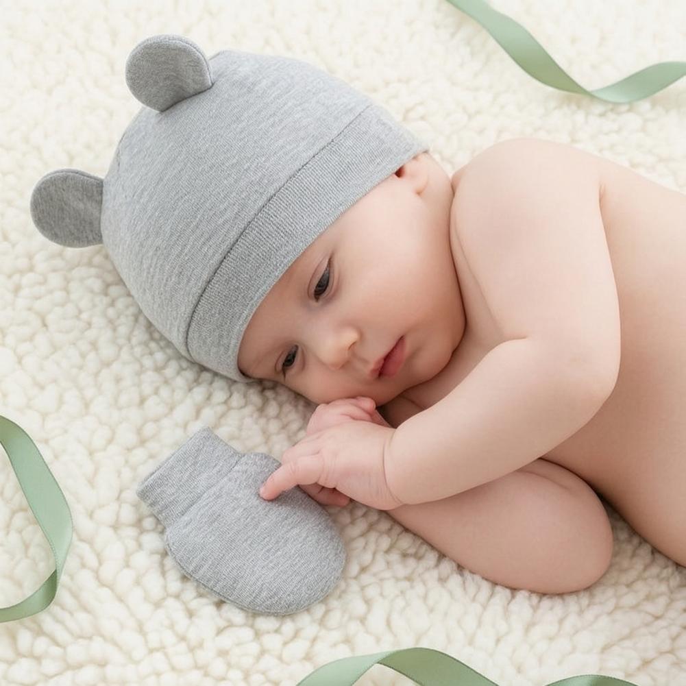 قفازات مضادة للخدوش للمواليد ا - مراجعة Infant Beanie Hat With Ears وسعره