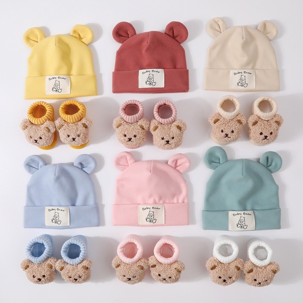 طقم قبعة وجوارب قطنية للأطفال، - مراجعة Infant Beanie Hat With Ears وسعره