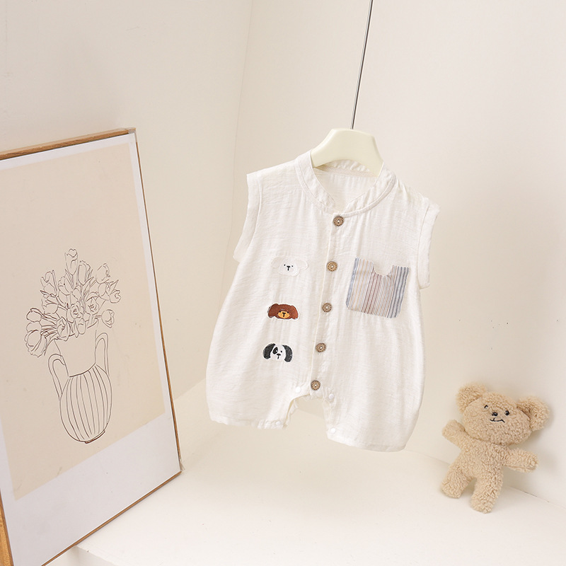 رومبير صيفي للأولاد الصغار مطر - مراجعة Baby Summer Linen Sleeveless Jumpsuit وسعره